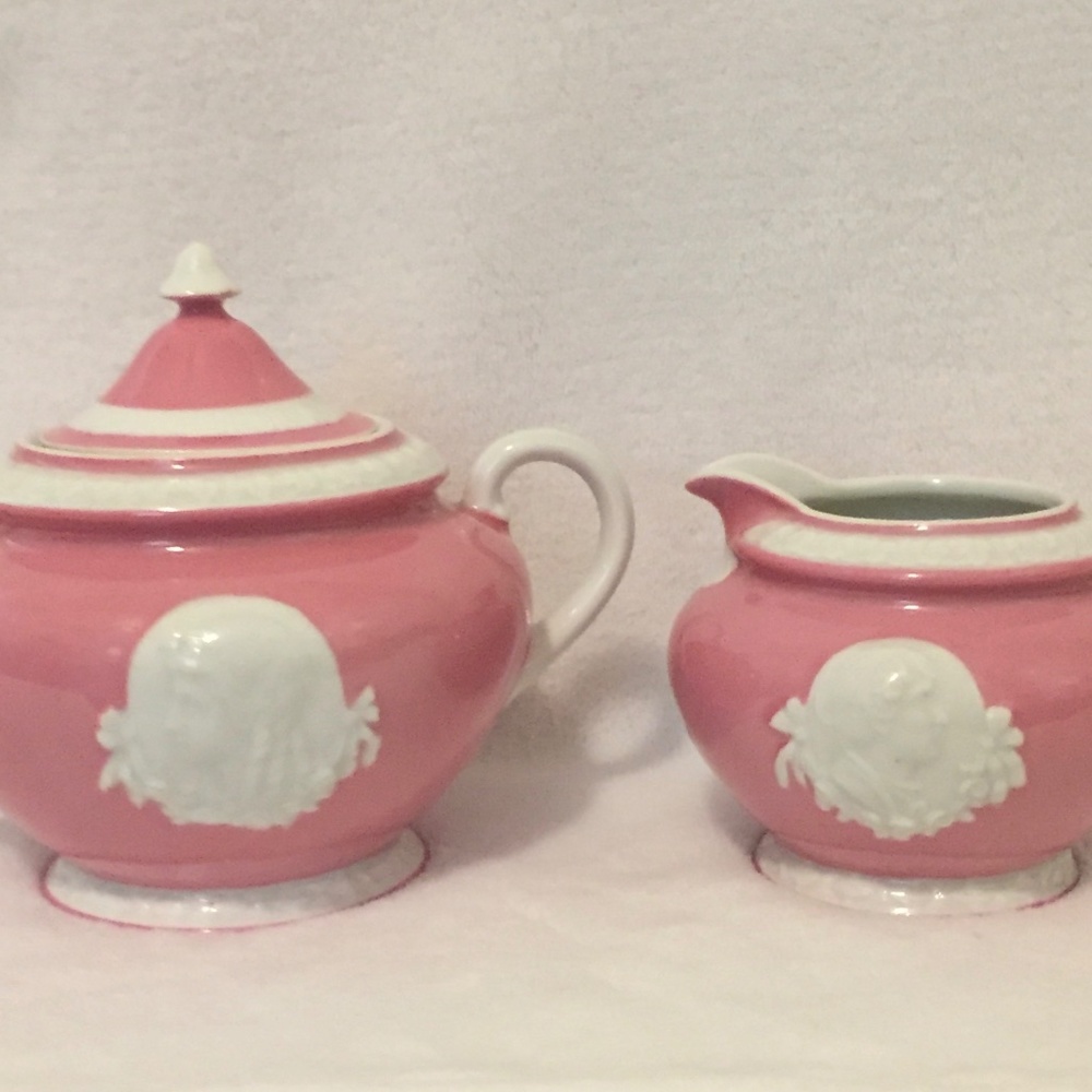 1930’s “Musterschultz”  PINK Creamer & Sugar Bowl
